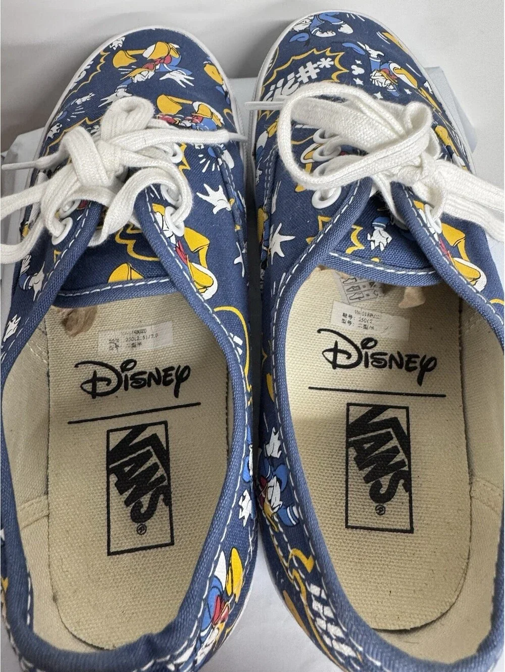 Vans Disney Donald Duck Authentic Sneakers Blue Canvas Shoes Men 7 Women 8.5